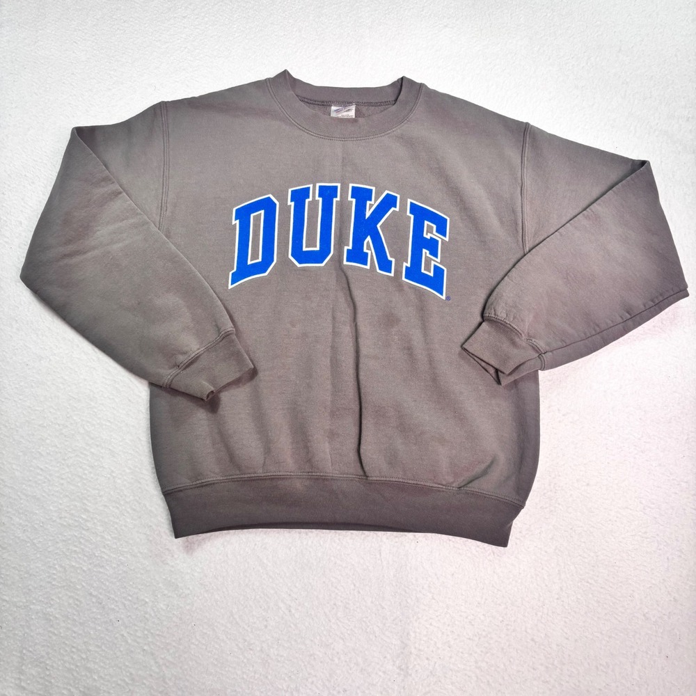 Duke University Crewneck Sweatshirt Gray Blue Spell Out College NCAA Mens Small